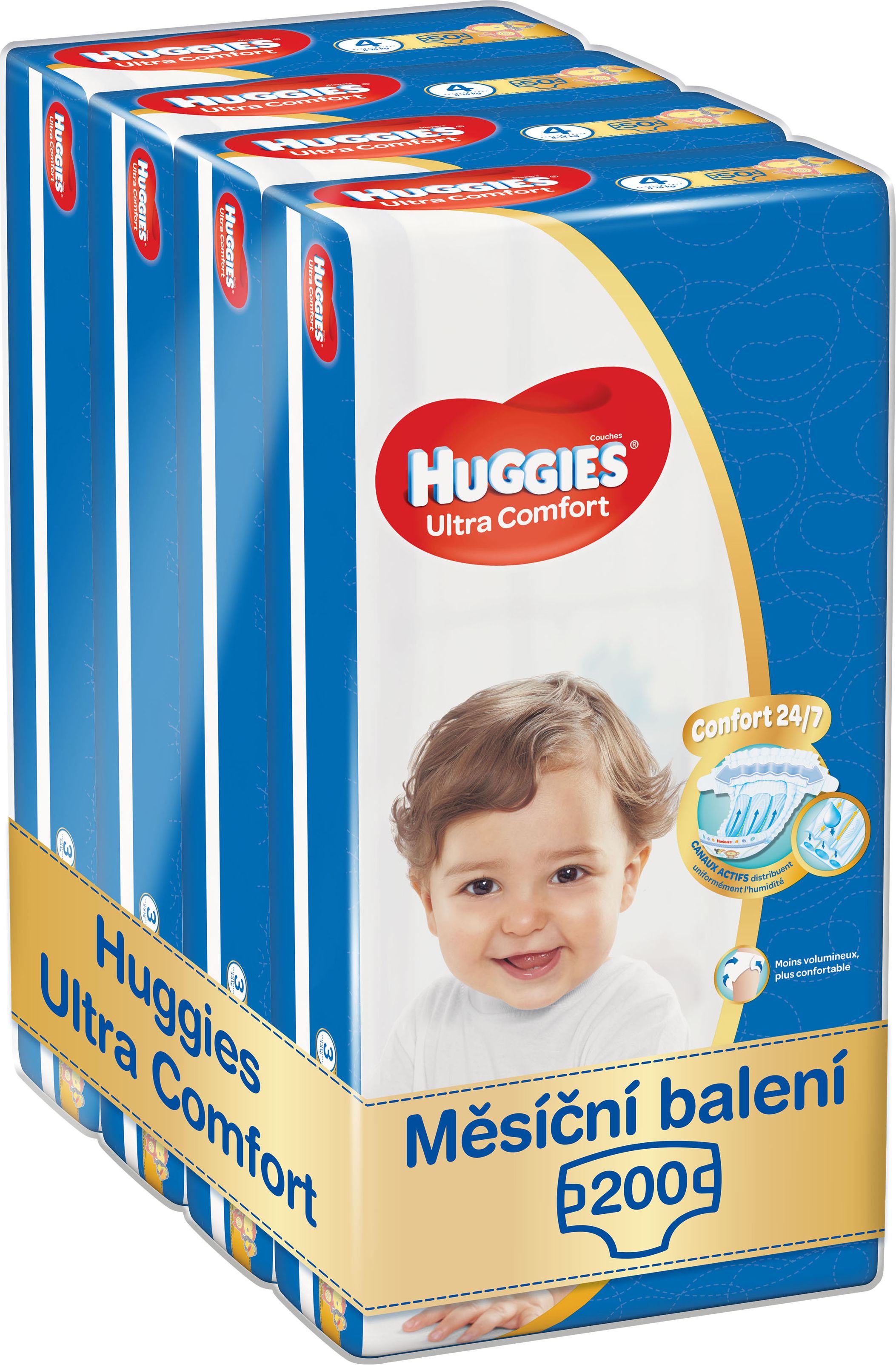 HUGGIES® Ultra Comfort Jumbo 4 (8-14 kg) Měsíční zásoba (200 ks) – jednorázové pleny - obrázek 1