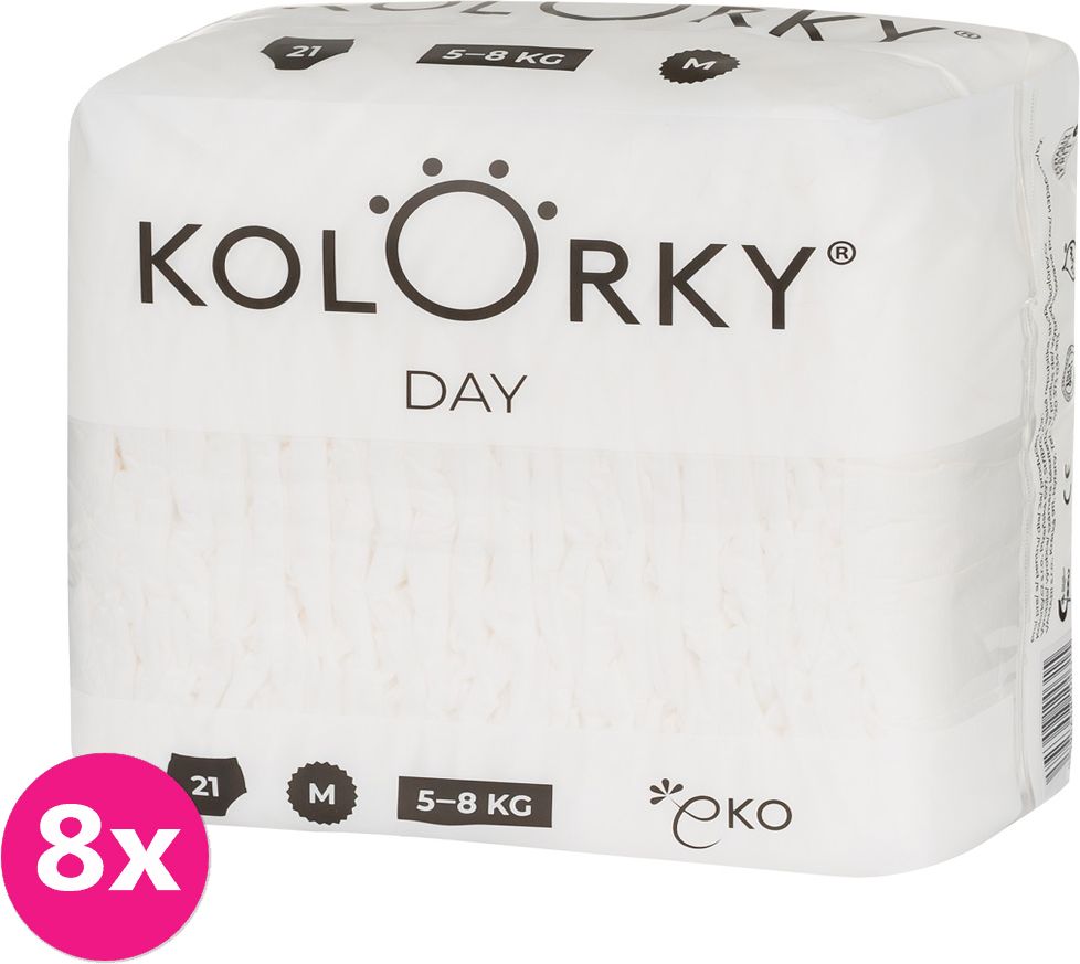 KOLORKY DAY NATURE - M (5-8 kg) - 168 ks MĚSÍČNÍ ZÁSOBA - jednorázové eko plenky - obrázek 1