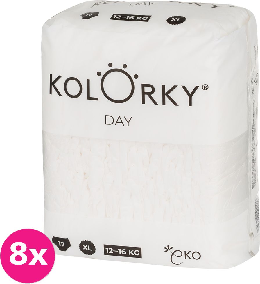 KOLORKY DAY NATURE - XL (12-16 kg) - 136 ks MĚSÍČNÍ ZÁSOBA - jednorázové eko plenky - obrázek 1