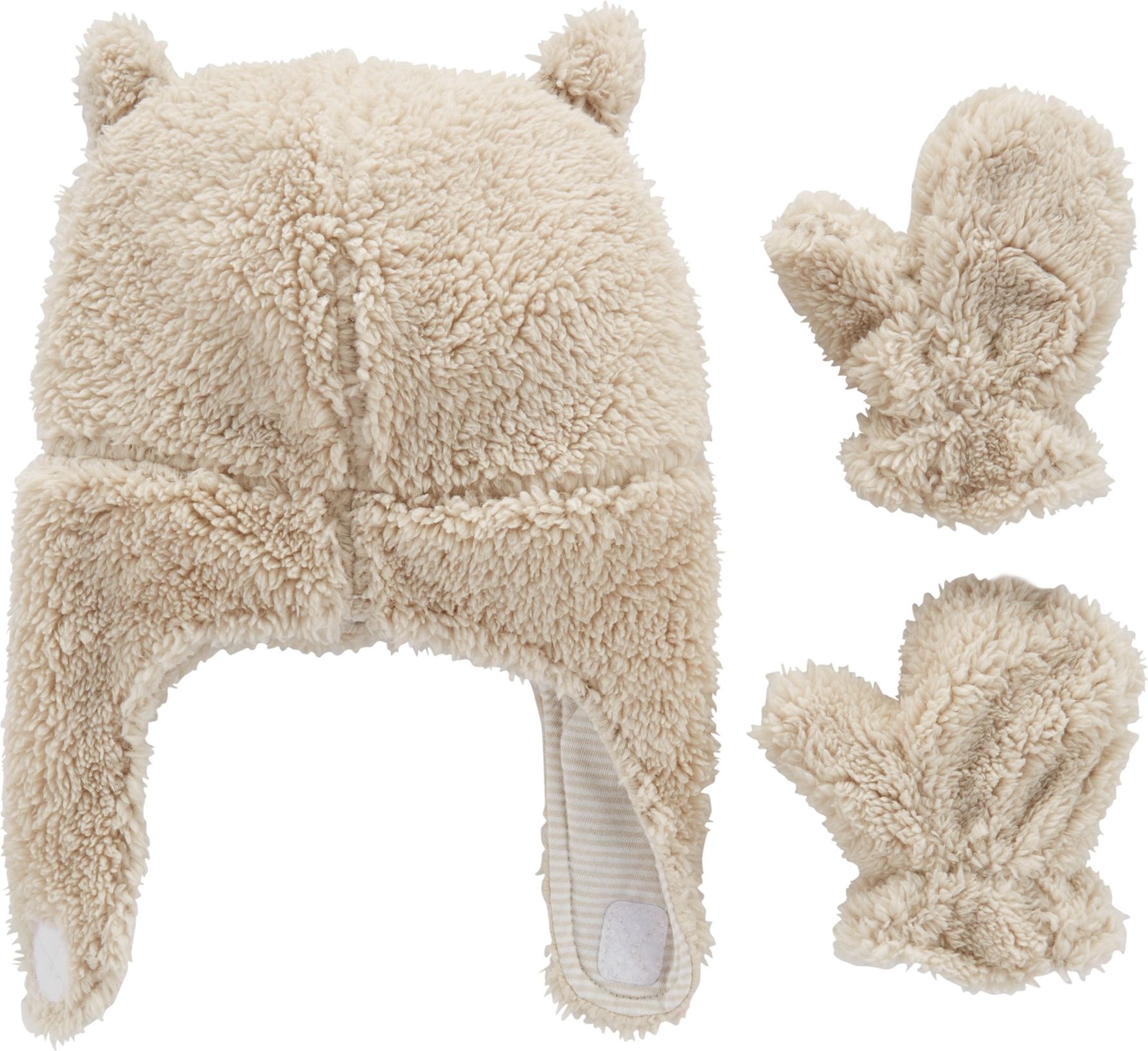 CARTER'S Set 2-dílný sherpa čepice-rukavice-modrá, 12-24m - obrázek 1