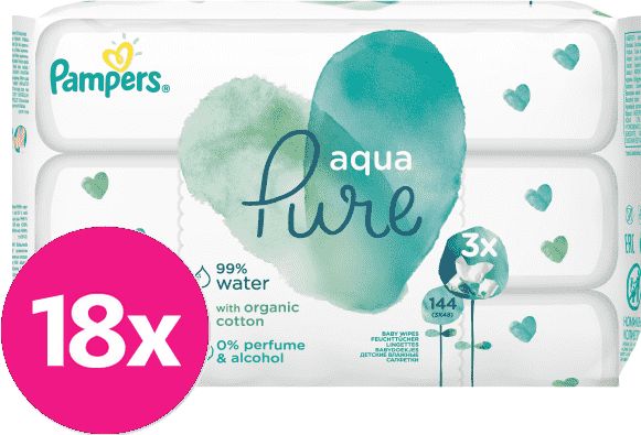 PAMPERS Aqua Pure vlhčené ubrousky 18 x 48 ks - obrázek 1