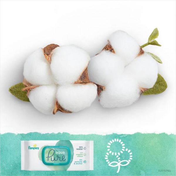 PAMPERS Aqua Pure vlhčené ubrousky 18 x 48 ks - obrázek 2