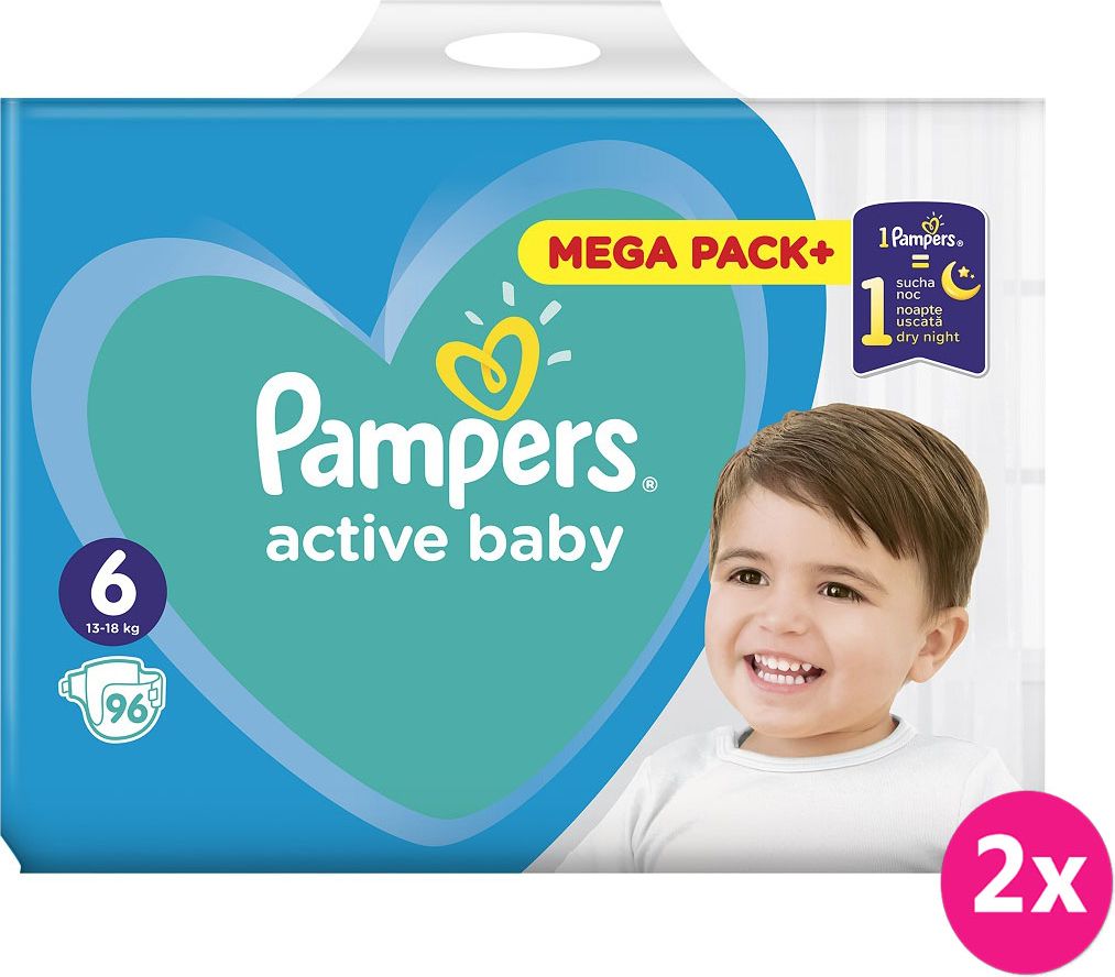 2x PAMPERS Active Baby 6 (13-18 kg) 96 ks MEGA PACK – jednorázové pleny - obrázek 1