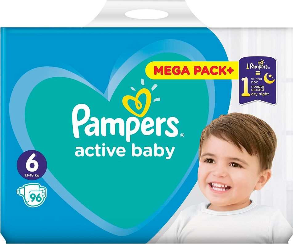 2x PAMPERS Active Baby 6 (13-18 kg) 96 ks MEGA PACK – jednorázové pleny - obrázek 2