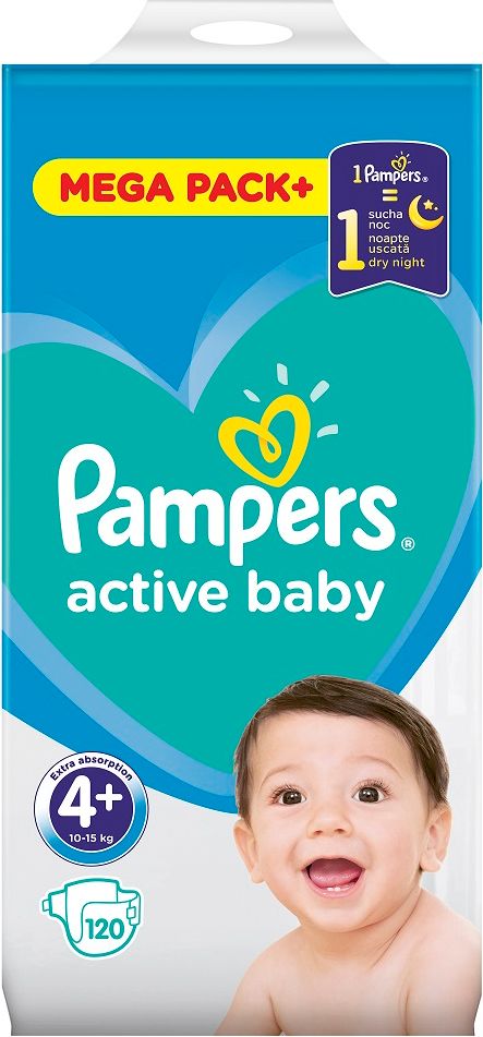 2x PAMPERS Active Baby 4+ (10-15 kg) 120 ks MEGA PACK – jednorázové pleny - obrázek 2