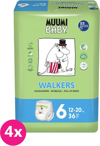 MUUMI Baby Junior 144 ks (12-24 kg) MĚSÍČNÍ BALENÍ – jednorázové pleny - obrázek 1