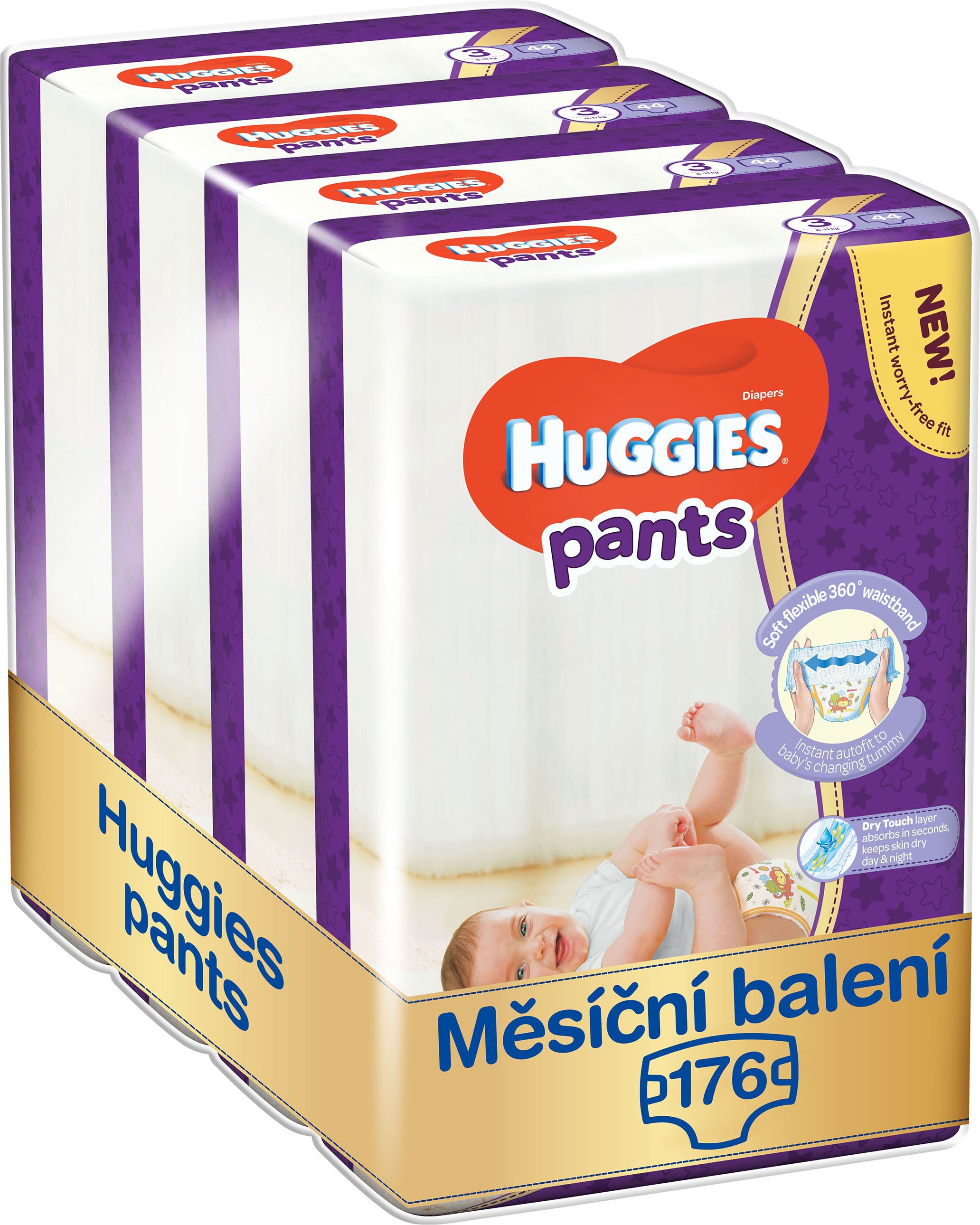 HUGGIES® Pants Jumbo 3 (6-11 kg), MĚSÍČNÍ ZÁSOBA 176 ks - plenkové kalhotky - obrázek 1