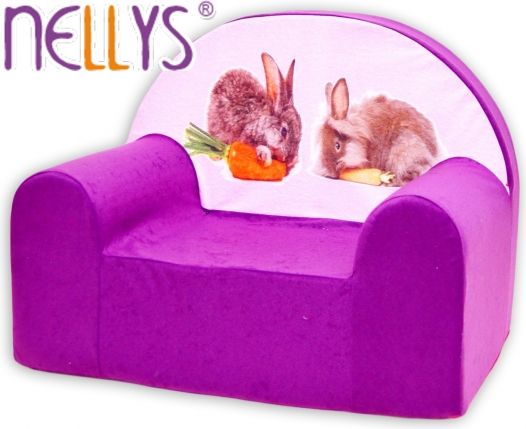 Dětské křesílko/pohovečka Nellys ® - Zajíčci ve fialové - obrázek 1