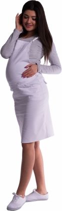 Be MaaMaa Těhotenské šaty/sukně s láclem - bílé - L - obrázek 1