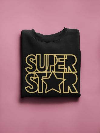KIDSBEE Stylová dětská dívčí mikina Super Star - černá - obrázek 1