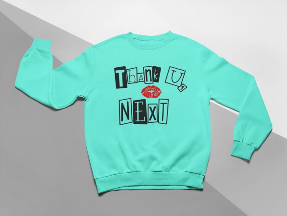 KIDSBEE Stylová dětská dívčí mikina Thank You Next - mátová - obrázek 1