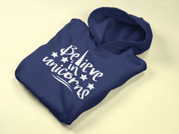 KIDSBEE Krásná dětská dívčí mikina s kapucí Believe in Unicorns - granátová - obrázek 1