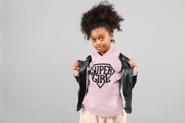 KIDSBEE Krásná dětská dívčí mikina s kapucí Super Girl - růžová - obrázek 1