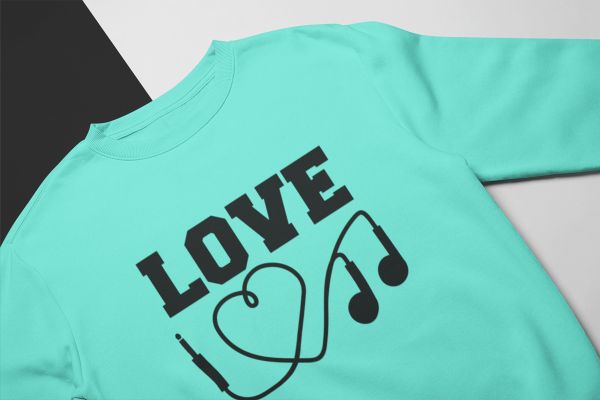 KIDSBEE Stylová dětská dívčí mikina Love Music - mátová - obrázek 1