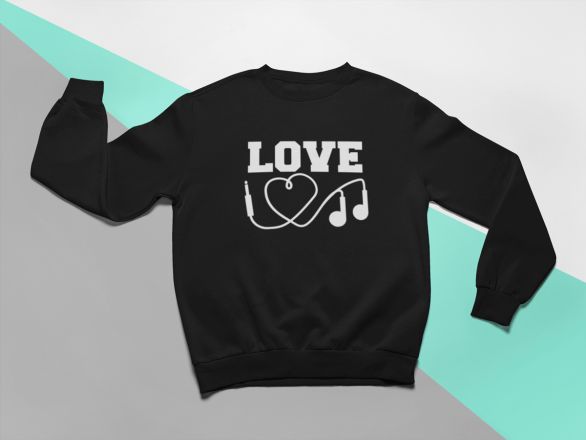 KIDSBEE Stylová dětská dívčí mikina Love Music - černá - obrázek 1