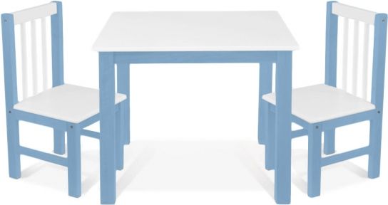 BABY NELLYS Dětský nábytek - 3 ks,  stůl s židličkami - modrá, bílá, A/08 - obrázek 1