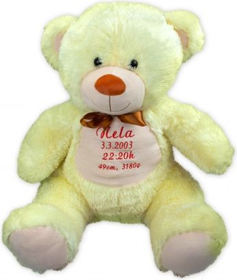 Baby Nellys Plyšový medvěd 100 cm s výšivkou na přání - citronek - obrázek 1