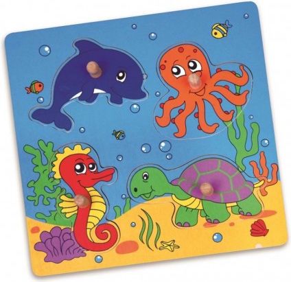 Dřevěné puzzle s úchyty pro nejmenší Viga Moře, Multicolor - obrázek 1