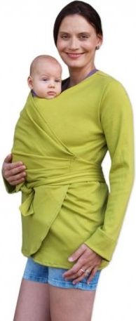 Zavinovací kabátek pro nosící, těhotné - biobavlněný - limetkový, Velikosti těh. moda L/XL - obrázek 1
