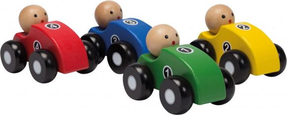 Johntoy Dřevěná závodní autíčka 4 barvy - obrázek 1