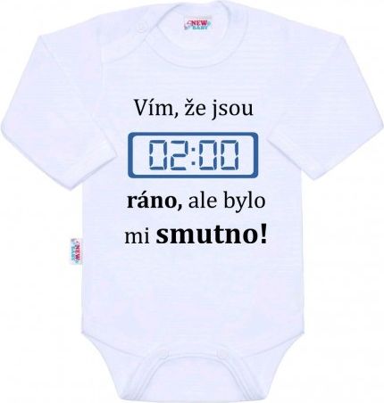 Body s potiskem New Baby 02:00 ráno, Bílá, 56 (0-3m) - obrázek 1