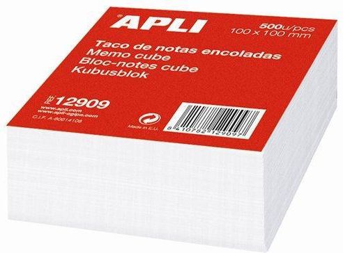 Papírové bločky v kostce, 100 x 100 mm, 500 listů, APLI, bal. 500 ks - obrázek 1