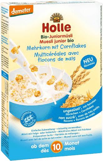 3x HOLLE Organické junior müsli vícezrnné s kukuřičnými lupínky, 250 g - obrázek 2