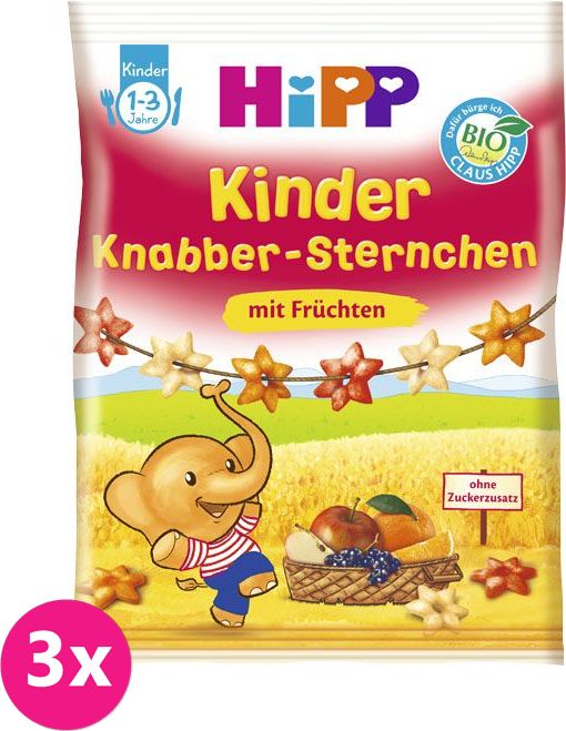 3x HIPP BIO Dětské ovocné obilné křupky, 30 g - obrázek 1