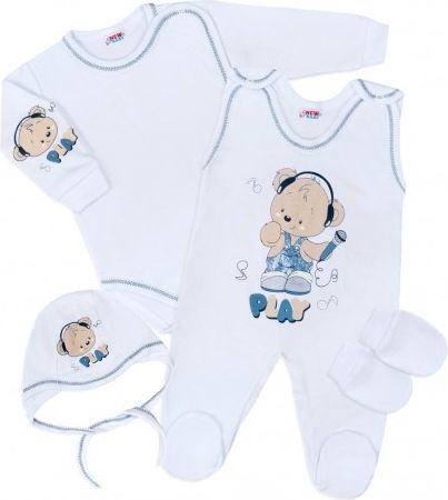 Soupravička 4-dílná New Baby Medvídek Play, Bílá, 62 (3-6m) - obrázek 1
