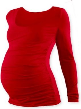 Těhotenské triko JOHANKA s dlouhým rukávem - červená, Velikosti těh. moda M/L - obrázek 1
