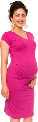 Be MaaMaa Letní těhotenské/kojící šaty Violet - tmavě růžová - obrázek 1