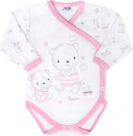 Kojenecké body s bočním zapínáním New Baby Bears růžové, Růžová, 62 (3-6m) - obrázek 1