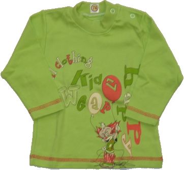 Dětské tričko s dlouhým rukávem, Malewo, zelené s klaunem vel.74 - obrázek 1