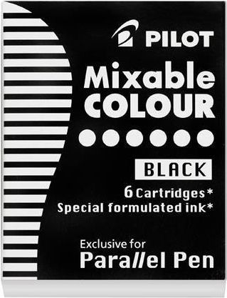 Inkoustové bombičky "Parallel Pen", černá, PILOT, bal. 6 ks - obrázek 1