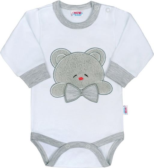 NEW BABY | New Baby Honey Bear | Luxusní kojenecké body s dlouhým rukávem New Baby Honey Bear s 3D aplikací | Bílá | 74 (6-9m) - obrázek 1