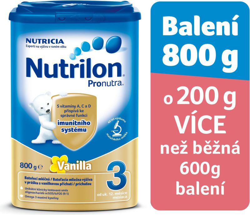 Nutricia Nutrilon 3 Pronutra Vanilla 800 g - obrázek 2