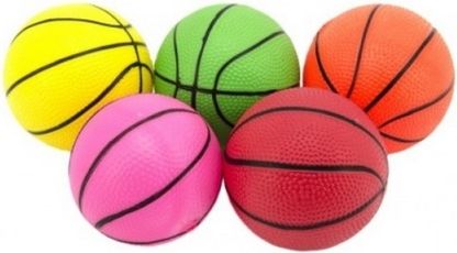 Míček basketbal guma 8,5cm 5 barev v síťce - obrázek 1