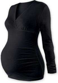 JOŽÁNEK Těhotenské triko/tunika dlouhý rukáv EVA - černé - obrázek 1