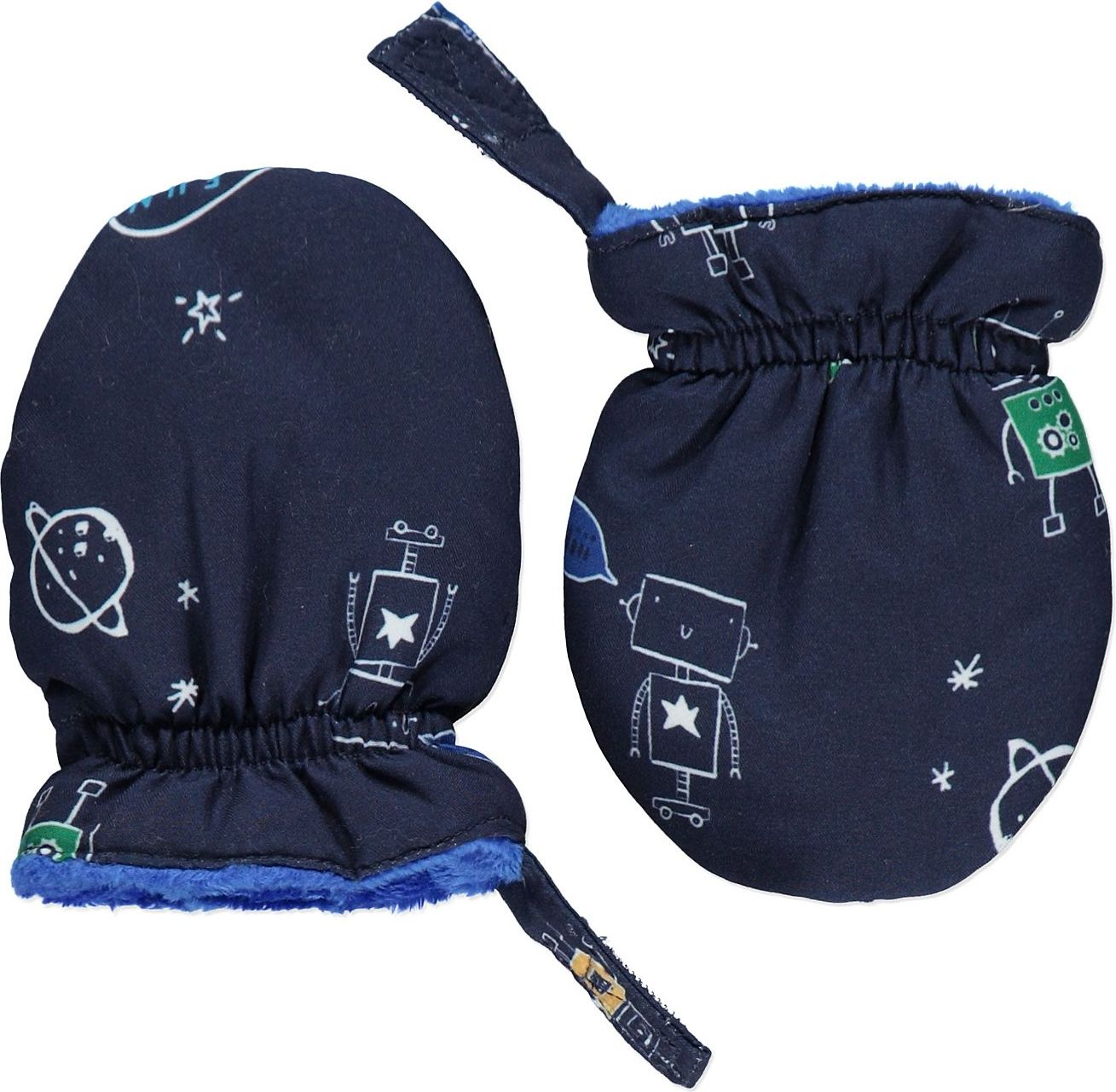 Kojenecká zimní kombinéza GEORGE, motiv roboti, kapuce s kožíškem Velikost: 56 - 62cm (0 - 3 měsíce) - obrázek 2