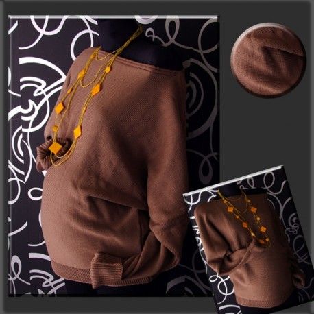 Těhotenský asymetrický svetřík - kakao - obrázek 1