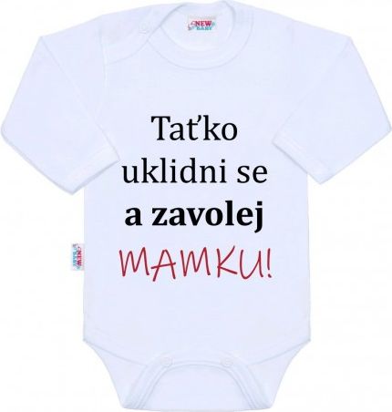 Body s potiskem New Baby a zavolej MAMKU!, Bílá, 86 (12-18m) - obrázek 1