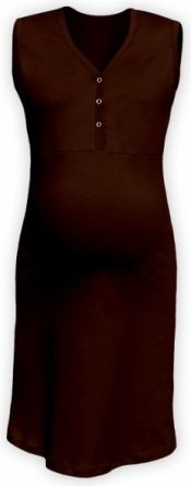 Těhotenská, kojící noční košile PAVLA bez rukávu - hnědá, Velikosti těh. moda L/XL - obrázek 1