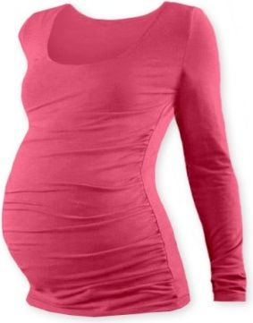 Těhotenské triko JOHANKA s dlouhým rukávem - lososově růžová, Velikosti těh. moda L/XL - obrázek 1