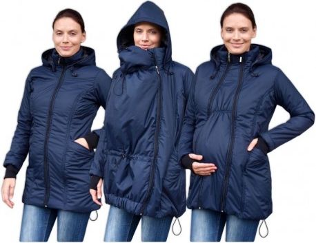 Zimní bunda pro těhotné/nosící - vyteplená, tm. modrá, Velikosti těh. moda M/L - obrázek 1