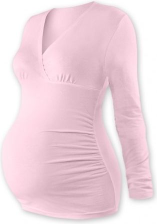 Těhotenské triko/tunika dlouhý rukáv EVA - sv. růžové, Velikosti těh. moda S/M - obrázek 1