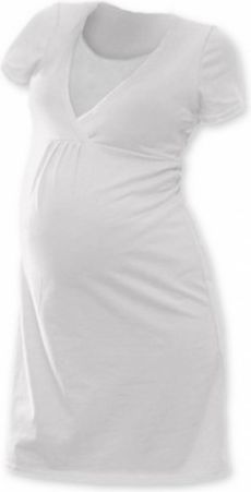 Těhotenská, kojící noční košile JOHANKA krátký rukáv - smetanová, Velikosti těh. moda XXL/XXXL - obrázek 1
