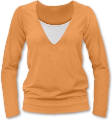 Kojící, těhotenské triko JULIE dl. rukáv - sv. oranžová, Velikosti těh. moda M/L - obrázek 1