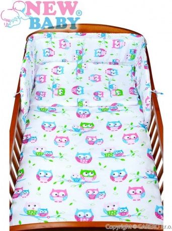 2-dílné ložní povlečení New Baby 90/120 cm bílé se sovou, Bílá - obrázek 1