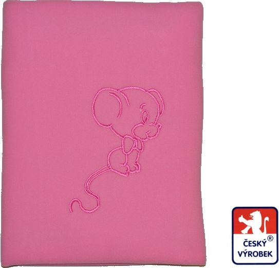 Dětská deka do kočárku fleece, růžová s myškou - obrázek 1