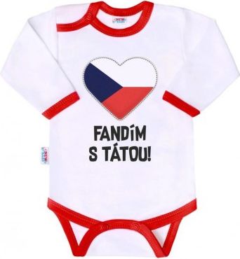 Body s potiskem New Baby Fandím s tátou, Červená, 68 (4-6m) - obrázek 1